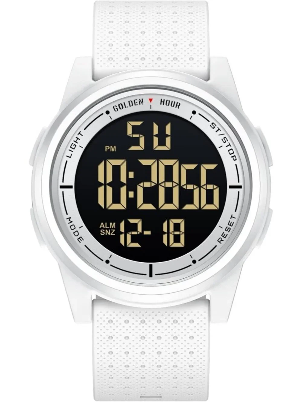 Men's White Rubber Strap Ultra-Thin Minimalist Solid Waterproof Digital Watch